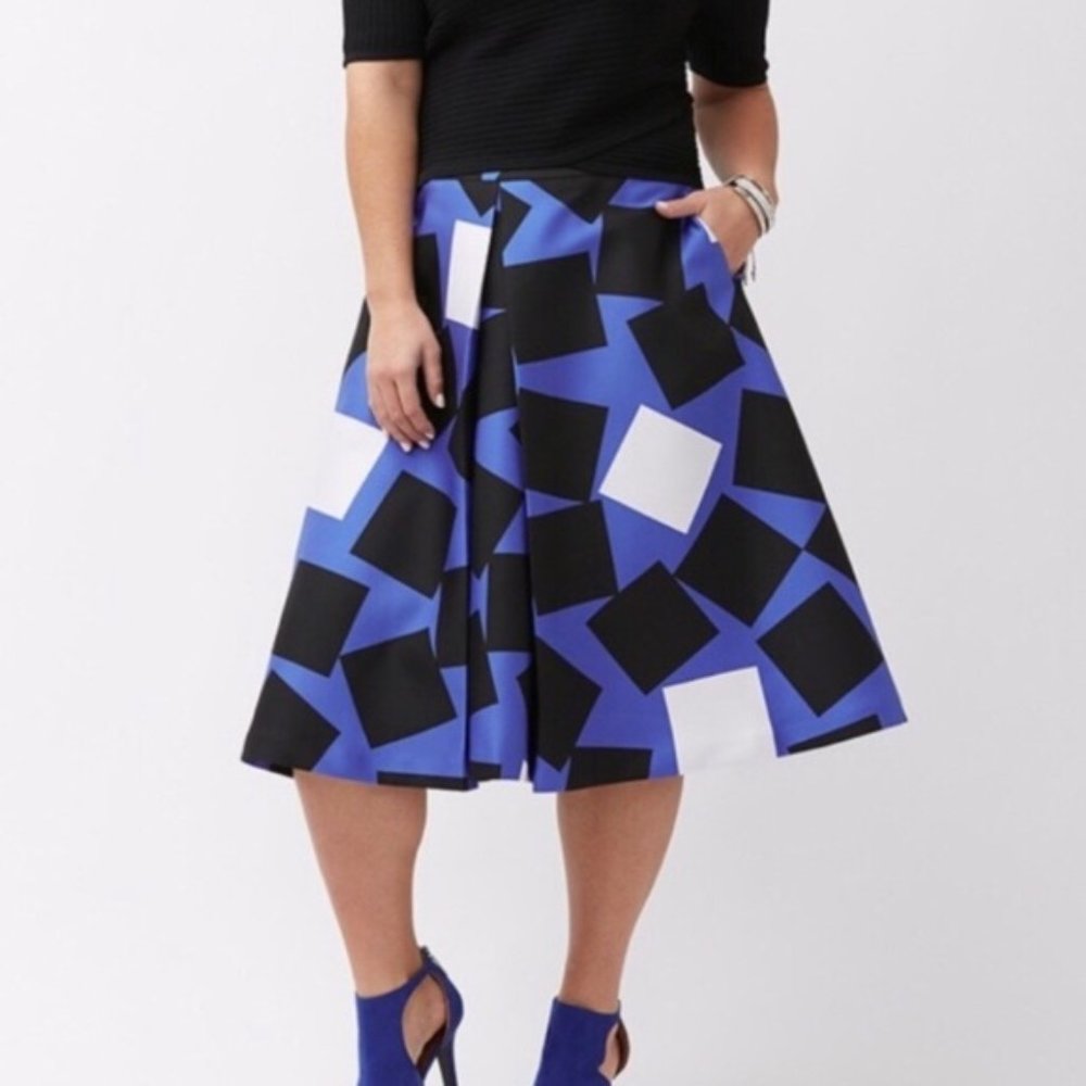 Lane Bryant Blue Geometric Skirt - size 20